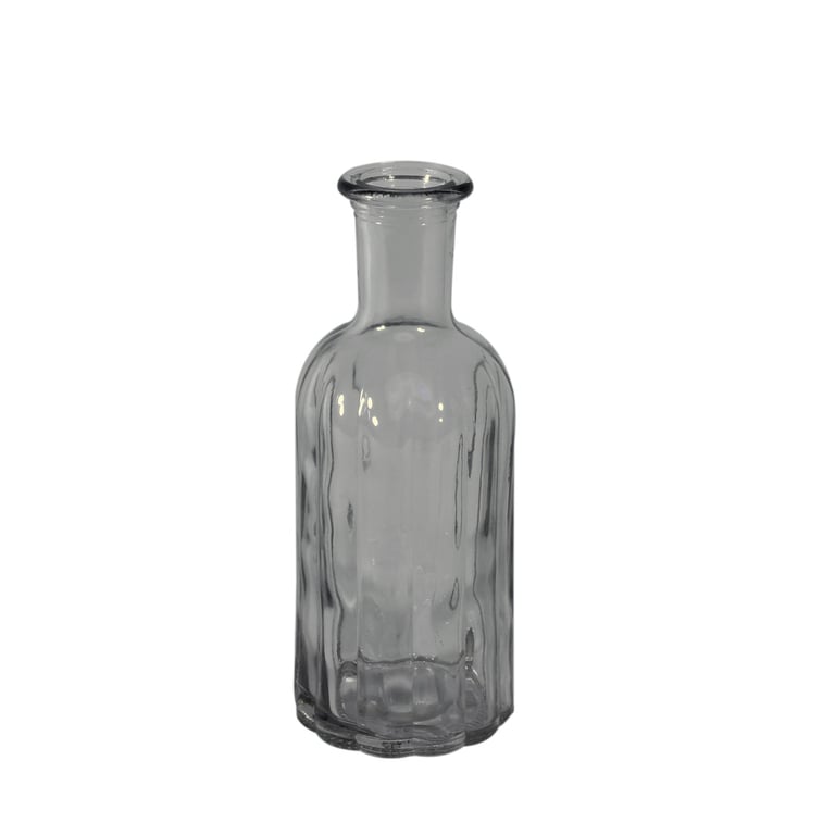 Grey Flora Bottle Glass Vase - Elegant Home Decor Indoor Plant Holder, Grey Glass Flower Vase