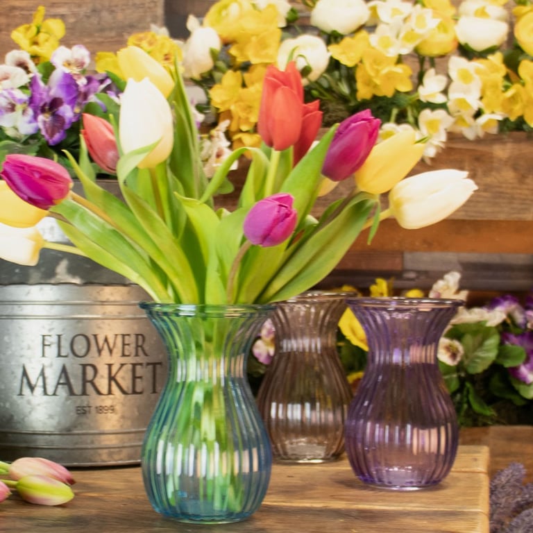 Lilac Harper 14cm Fluted & Flared Glass Vase for Home Decor