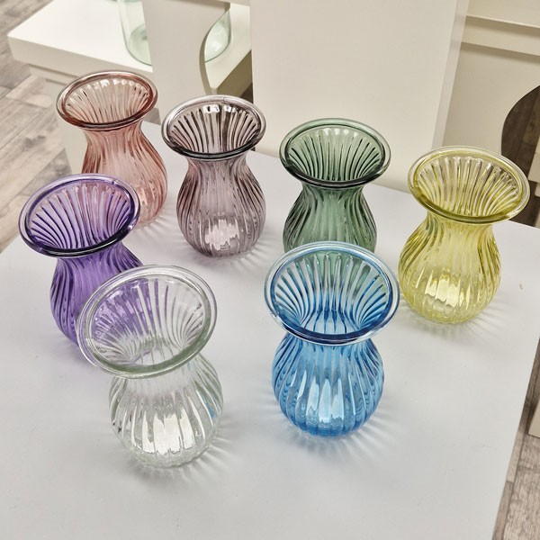 Lilac Harper 14cm Fluted & Flared Glass Vase for Home Decor