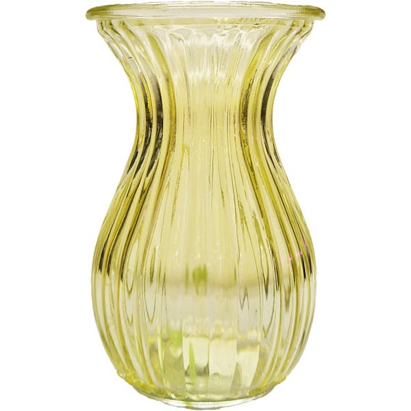 Yellow Harper 14cm Fluted & Flared Glass Vase for Home Decor and Garden Decoration