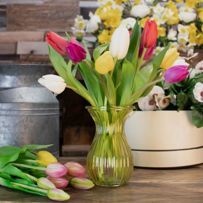Yellow Harper 14cm Fluted & Flared Glass Vase for Home Decor and Garden Decoration