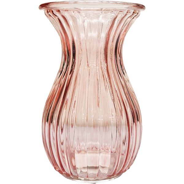 Pink Harper Glass Fluted & Flared Vase - Elegant Home Decor Accent