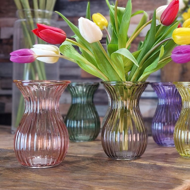 Pink Harper Glass Fluted & Flared Vase - Elegant Home Decor Accent