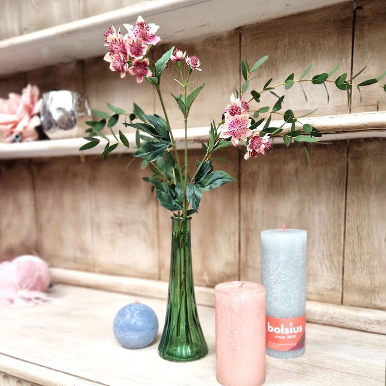 Green Ashley Bud Vase - 21cm Home Decor Flower Vase for Houseplants and Greenery