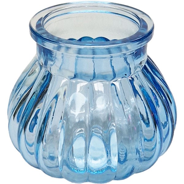 Veneto Blue Bubble Glass Jar Vase - Elegant Home Decor Item