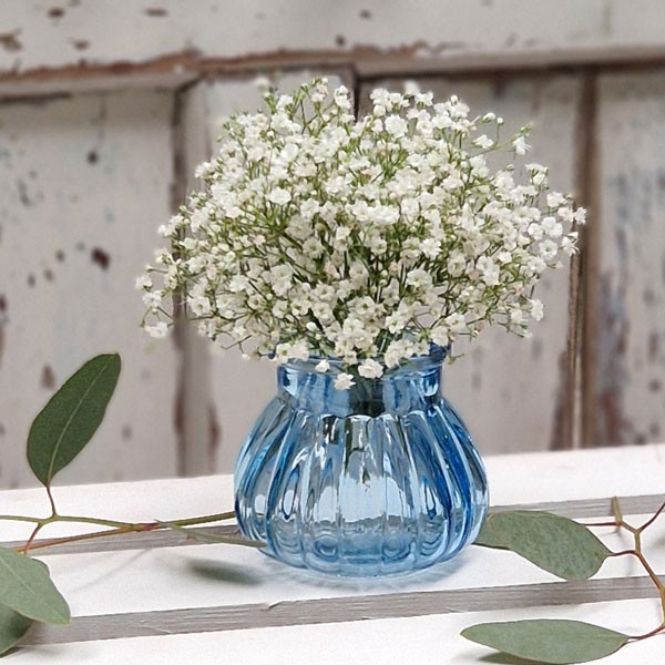 Veneto Blue Bubble Glass Jar Vase - Elegant Home Decor Item