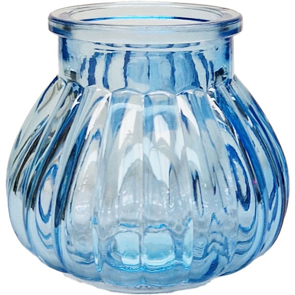 Veneto Blue Bubble Glass Jar Vase - Elegant Home Decor Item