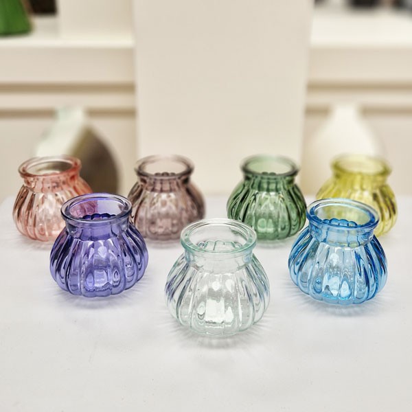 Veneto Blue Bubble Glass Jar Vase - Elegant Home Decor Item