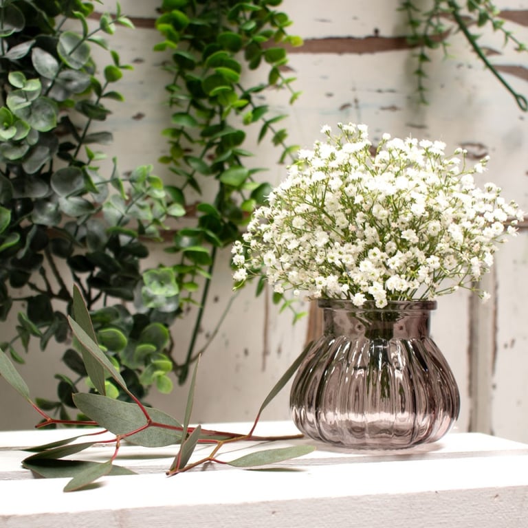 Grey Veneto Style Bubble Glass Jar Vase - 7.5cm Height, Elegant Home Decor Accent