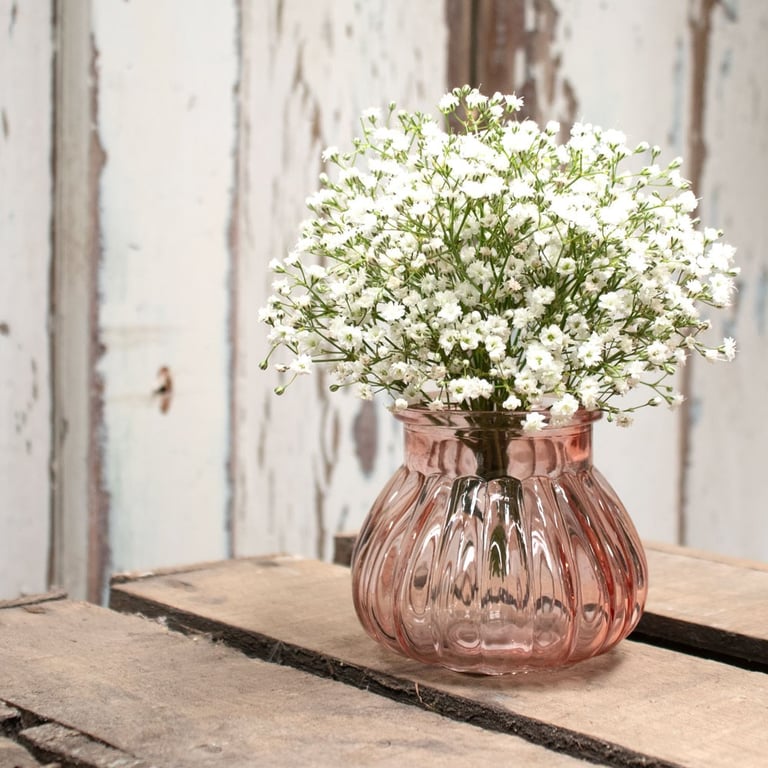Veneto Pink Bubble Glass Jar Vase - Elegant Home Decor Flower Holder