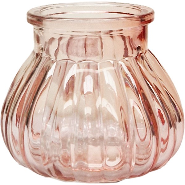 Veneto Pink Bubble Glass Jar Vase - Elegant Home Decor Flower Holder