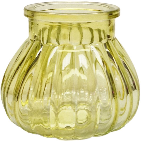 Yellow Veneto Style Bubble Glass Jar Vase - 7.5cm Height, Home Decor Accent