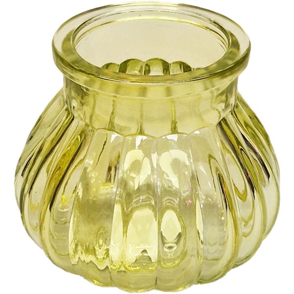 Yellow Veneto Style Bubble Glass Jar Vase - 7.5cm Height, Home Decor Accent