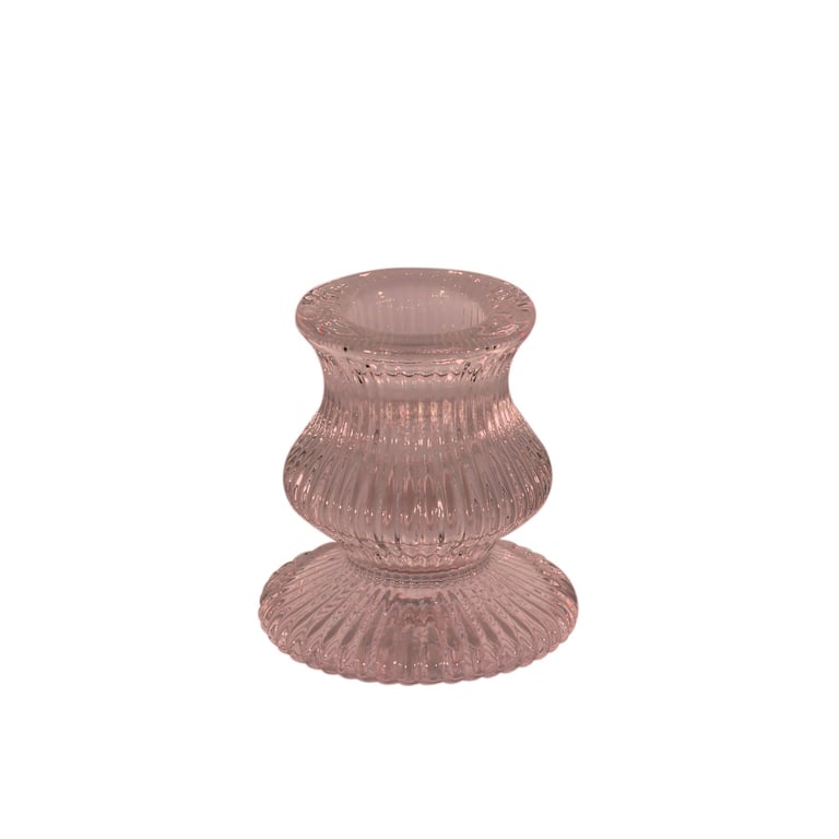 Pink Eliza Glass Taper Candle Holder - Elegant Indoor Decoration and Home Decor Set