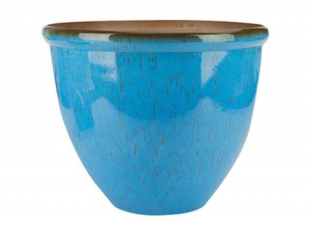Light Blue Ceramic Look Planter 40cm - Beautiful Home Decor Garden Pot for Outdoor Use