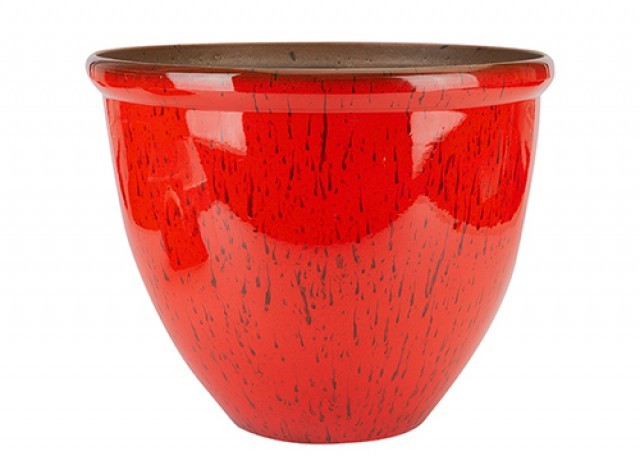 Red Ceramic Look Planter 30cm - Ideal Indoor and Outdoor Home Garden Pottery Vase