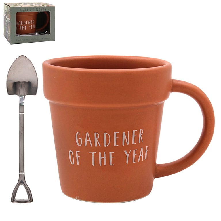 Gardener Of The Year Mug & Spoon - Gardening Gift Set for Home and Garden Enthusiasts