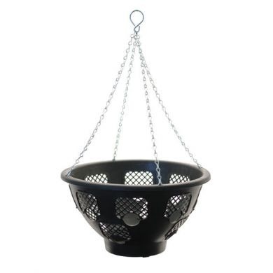 14-Inch Black Plastic Hanging Basket - Indoor Plant Hanger & Home Decor Accessory