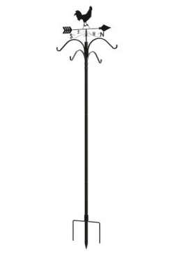 Rooster Double Weathervane Shepherd Hook - Rustic Metal Garden Decoration for Outdoor Weather Vane