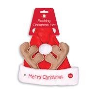 Santa Hat With Antlers - Christmas Elf Costume Winter Accessory
