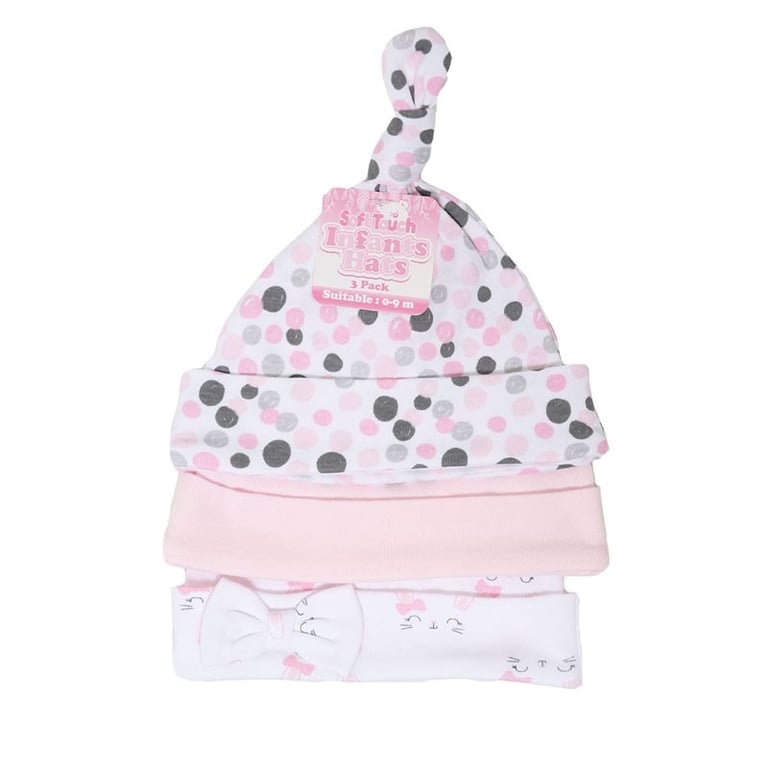 Soft Touch Girls Bunny 3 Pack Hats - Cute Kids Winter Headwear
