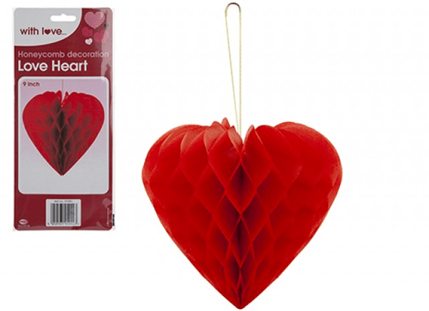 9 Inch Honeycomb Heart Wall Art Decoration - Elegant Home Decor & Wedding Centerpiece