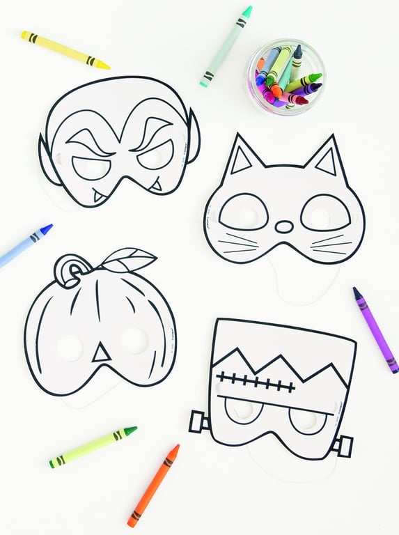 Colour Your Own Halloween Paper Masks - DIY Craft Supplies for Party Decorations and Costumes