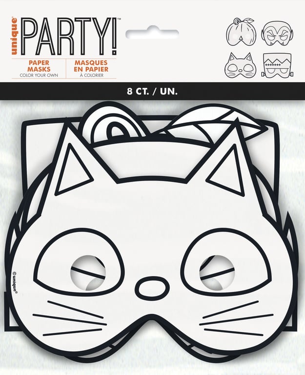 Colour Your Own Halloween Paper Masks - DIY Craft Supplies for Party Decorations and Costumes