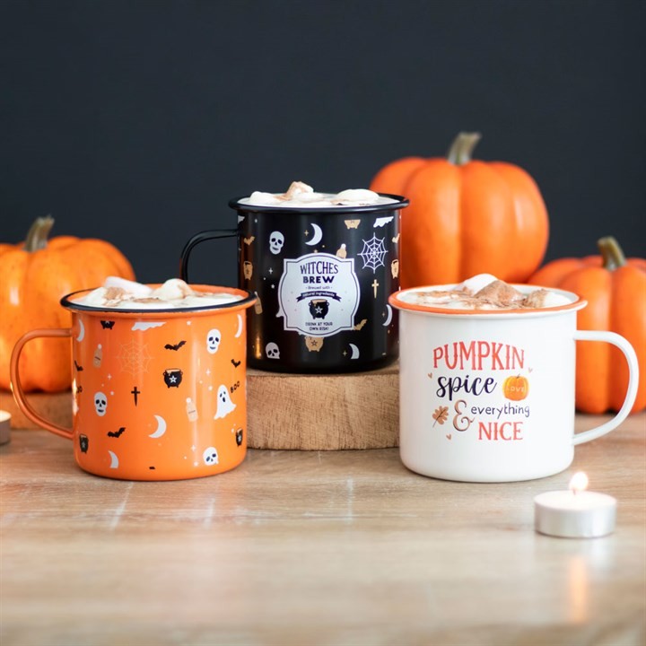 Pumpkin Spice Enamel Cozy Coffee Mug - Fall Themed Travel Drinkware