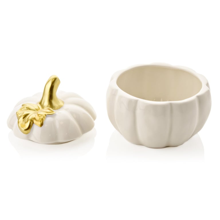 Cream & Gold Pumpkin Keepsake Box - Elegant Autumn Storage Container and Gift Box