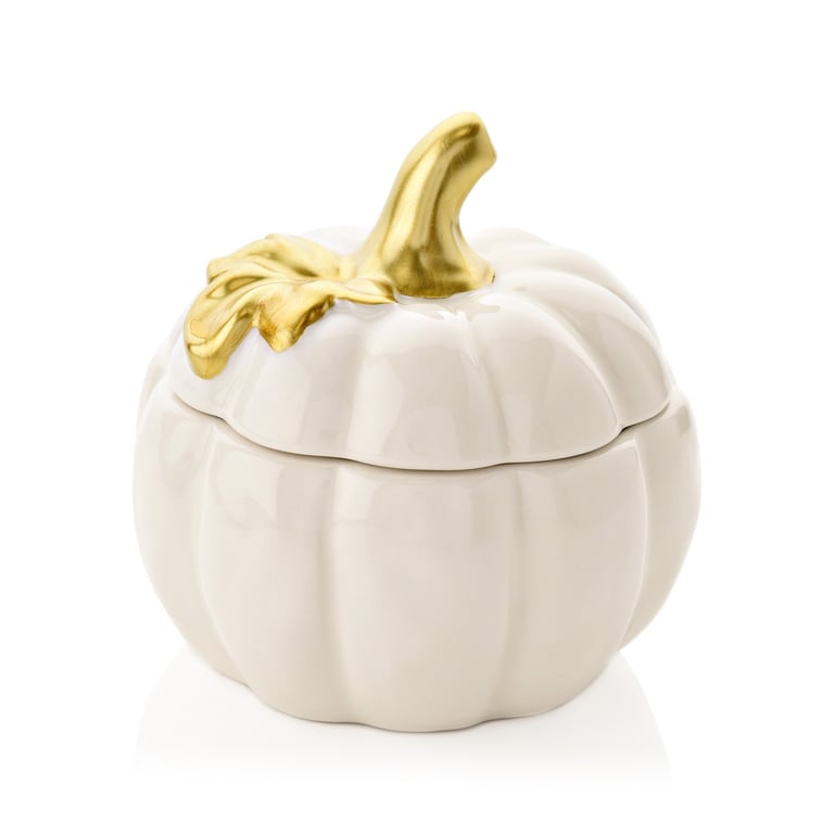 Cream & Gold Pumpkin Keepsake Box - Elegant Autumn Storage Container and Gift Box