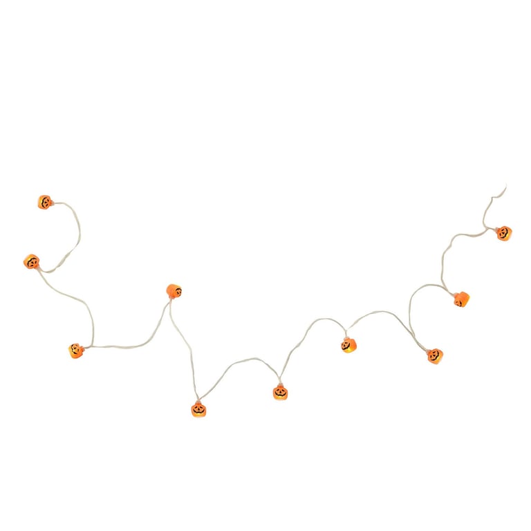 LED Light up Orange Pumpkin Garland - Vibrant Home Decor Lights for Fall Season and Halloween Parties