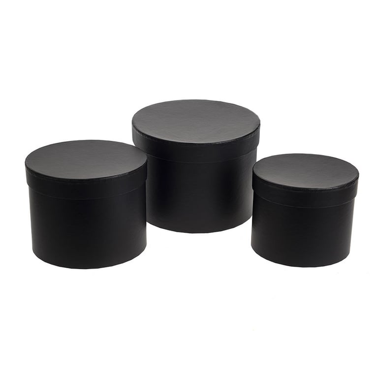 Hat Box Black Set of 3 - Premium Hat Organizer and Display Stand for Collection Storage Solution