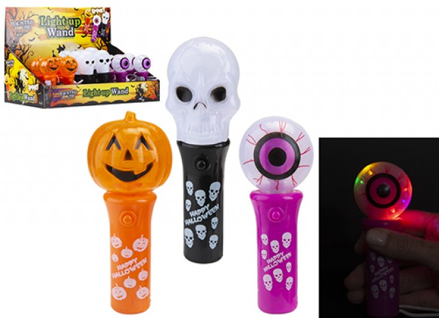 Assorted Halloween Light Up Wands - Glow in Dark Wand Decorations for Party Supplies