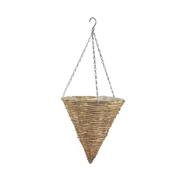 Round Cone Malham 12 Inch Hanging Garden Planter Basket - Beautiful Outdoor Home Decor Plant Holder