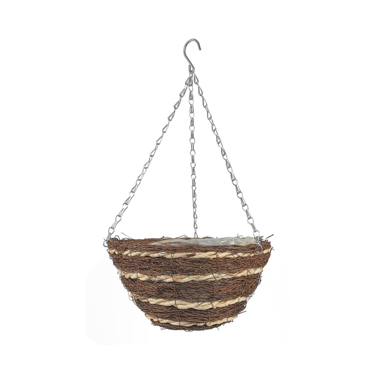 Round Reeth 12 Inch Hanging Garden Planter - Decorative Wall Mount Plant Basket for Indoor and Outdoor Use