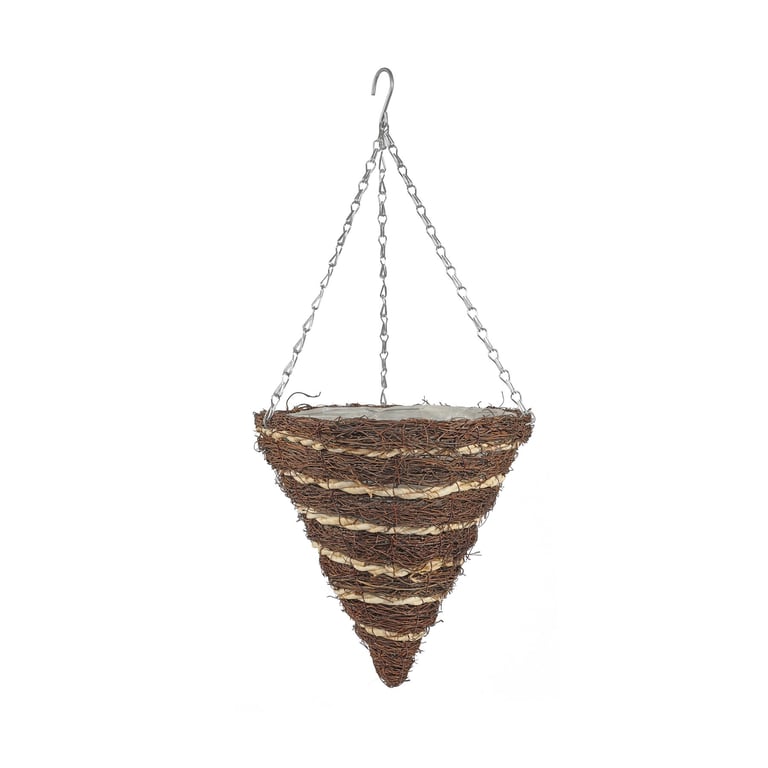 Round Cone Reeth Hanging Basket - 12 inch Indoor Home Decor Planter