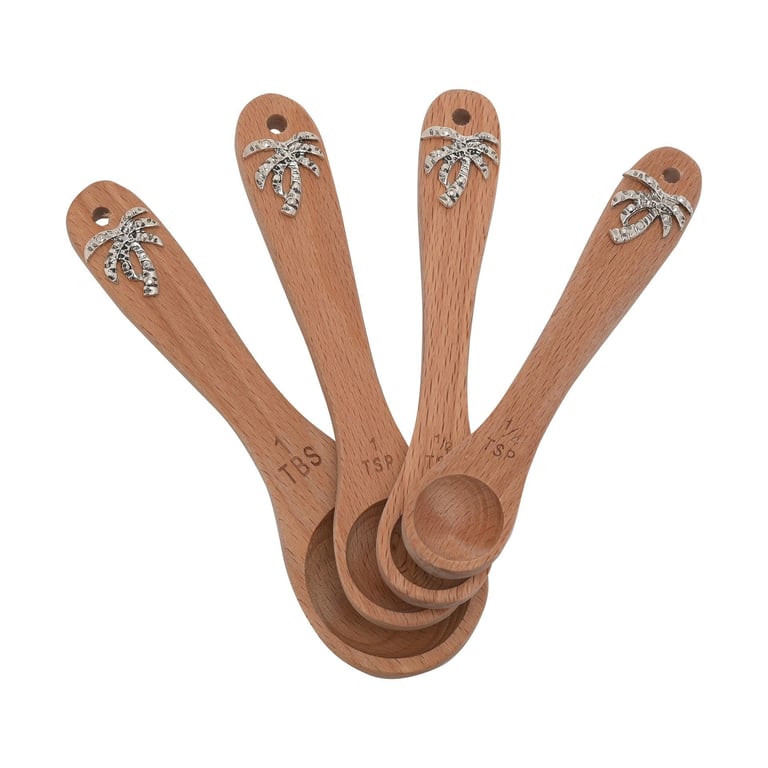 Hestia Palm Tree Set of 4 Measuring Spoons - Kitchen Essentials for Cooking and Baking