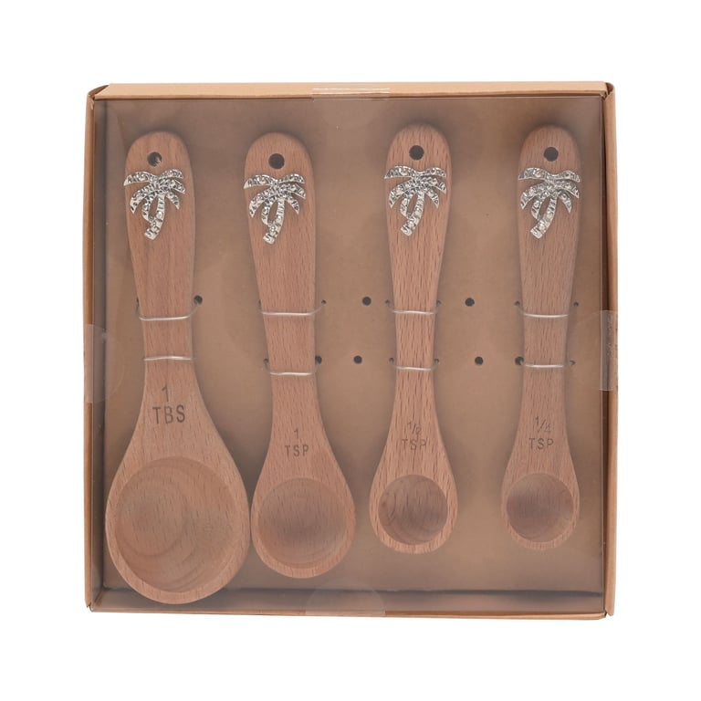 Hestia Palm Tree Set of 4 Measuring Spoons - Kitchen Essentials for Cooking and Baking