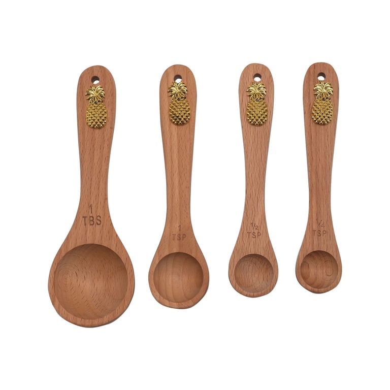 Hestia Set of 4 Measuring Spoons - Pineapple Themed Kitchen Essentials for Cooking and Baking