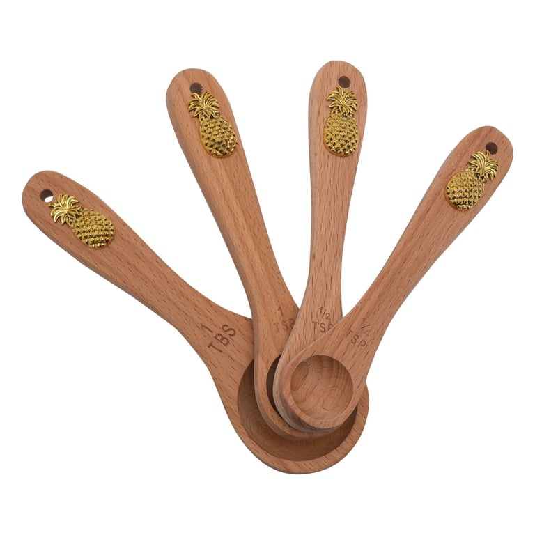 Hestia Set of 4 Measuring Spoons - Pineapple Themed Kitchen Essentials for Cooking and Baking