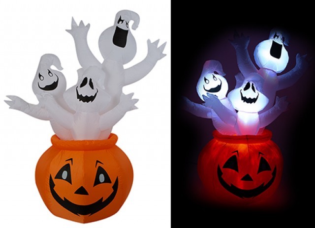 Inflatable Pumpkin and Ghost Decoration Set - 5ft Large Outdoor Halloween Props