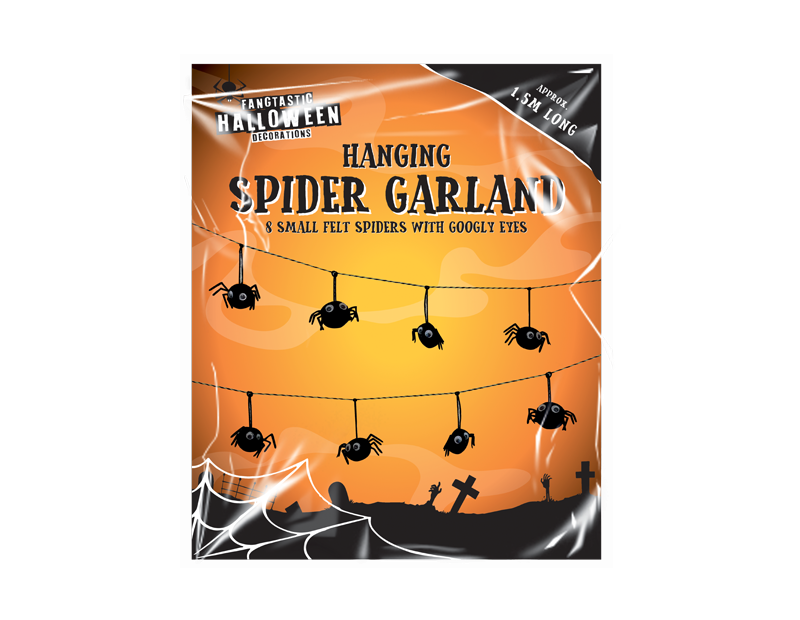 Hanging Spider Garland - 1.5m Indoor and Outdoor Party Decoration for Home Decor