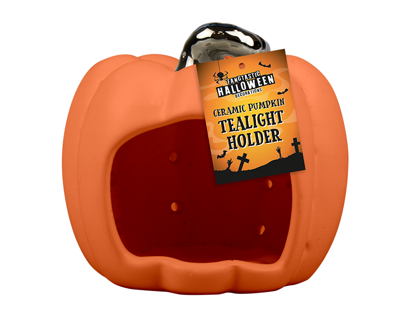 Ceramic Pumpkin Tealight Holder - Assorted 10cm Home Decor Accents for Fall Season