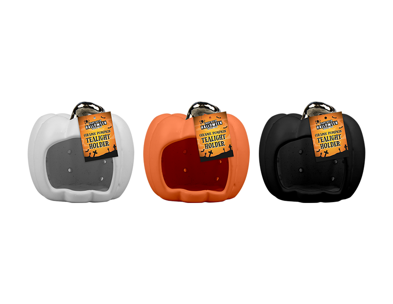 Ceramic Pumpkin Tealight Holder - Assorted 10cm Home Decor Accents for Fall Season