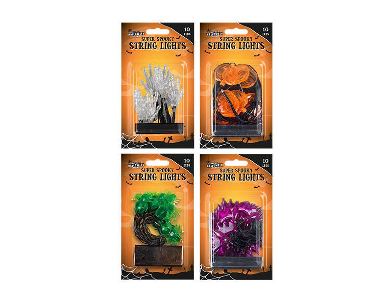 Spooky Novelty 10 LED String Lights - Assorted Colors for Halloween Decor & Party Supplies