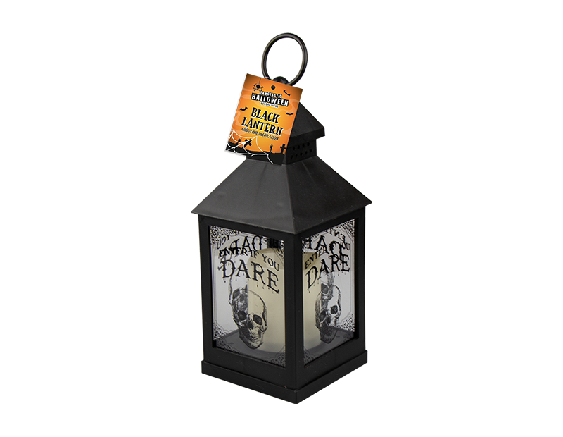 Black Halloween Lantern - 24.5cm Outdoor Decoration with Spooky Ambiance