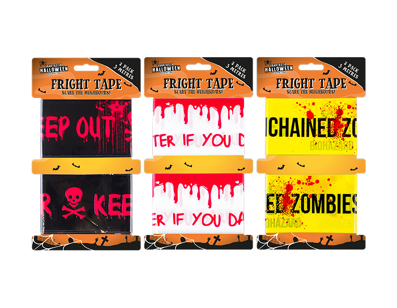 Halloween Fright Tape - Assorted Spooky Decorations for Home and Outdoor