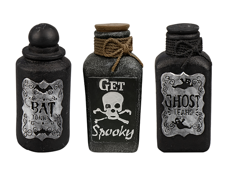 Halloween Cement Potion Bottle Decoration Assorted Colors Home Decor 15cm Height