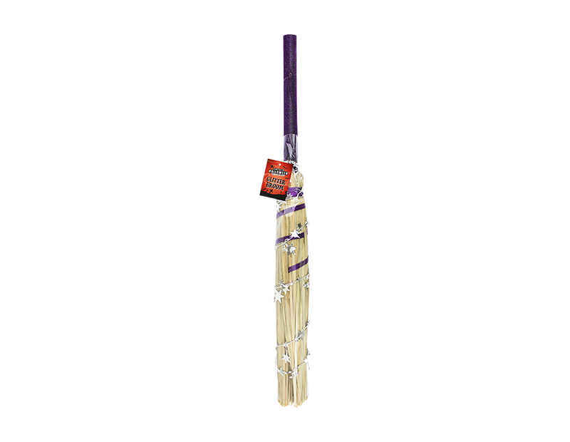 Witches Glitter Broomstick - Magical Wicca Tool and Witchcraft Accessory for Halloween Decoration and Costume Prop